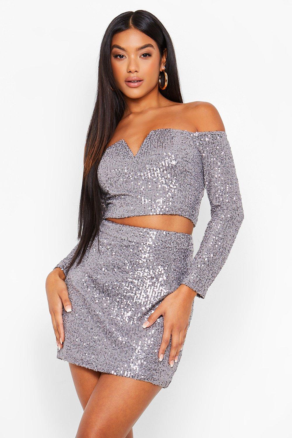 off shoulder top glitter