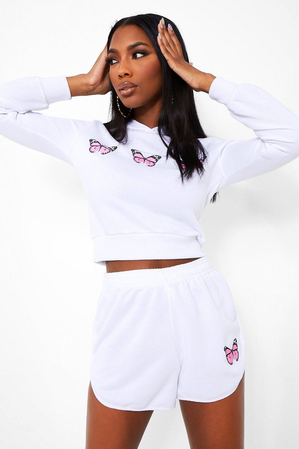 Butterfly Hooded Sweat Top and Shorts Co ord