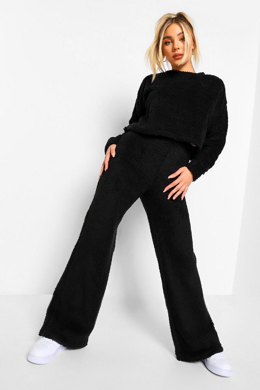 Black Borg Sweater And Wide Leg Pants Two-Piece Set image number 1