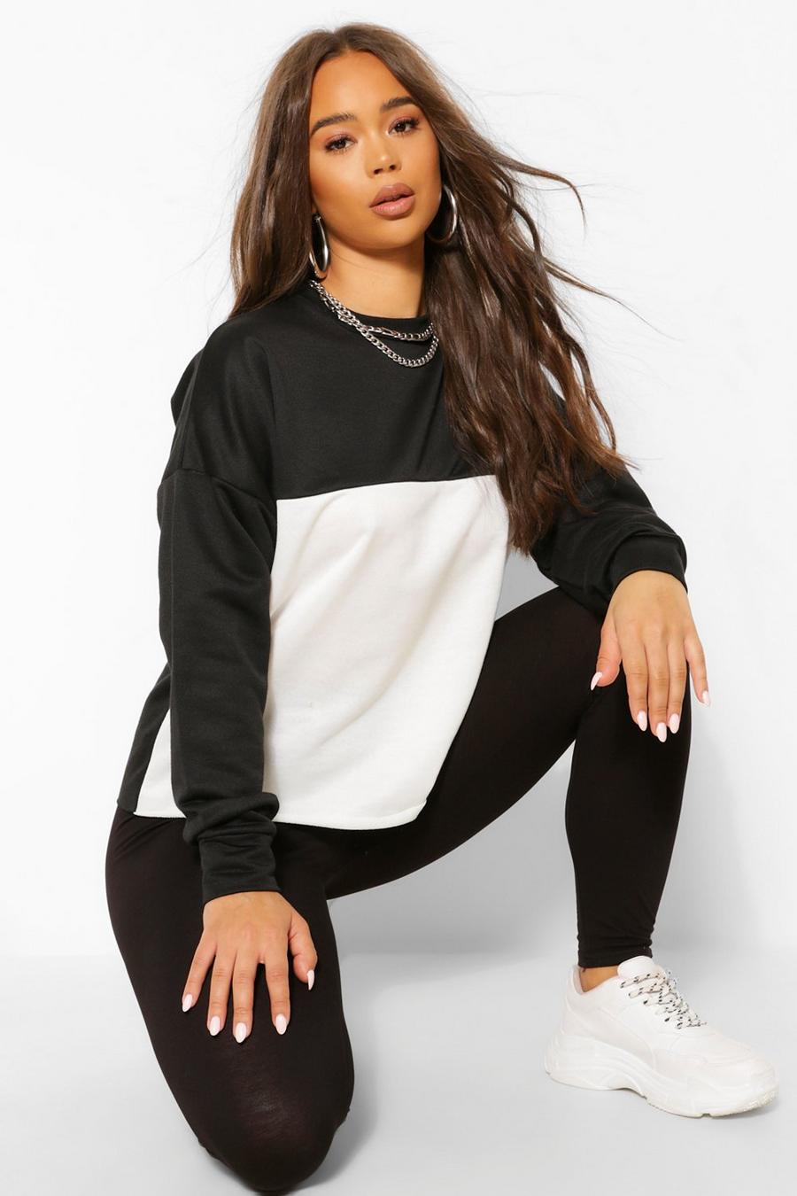 Black Colour Block Sweat Top and Legging Co-od image number 1