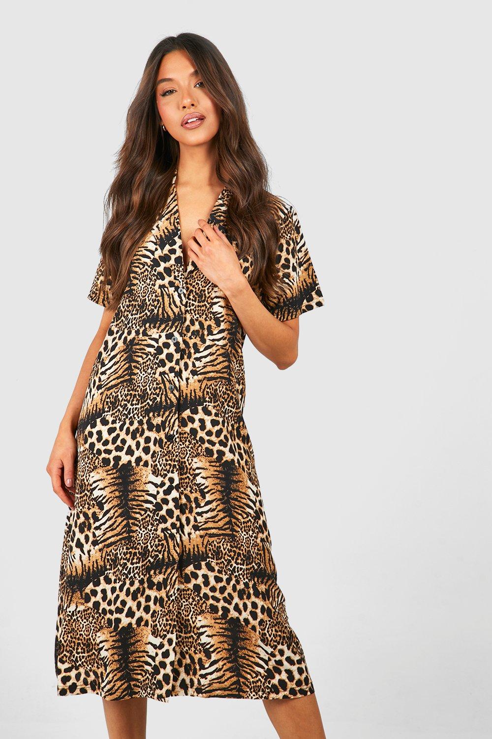 Boohoo tiger outlet print dress