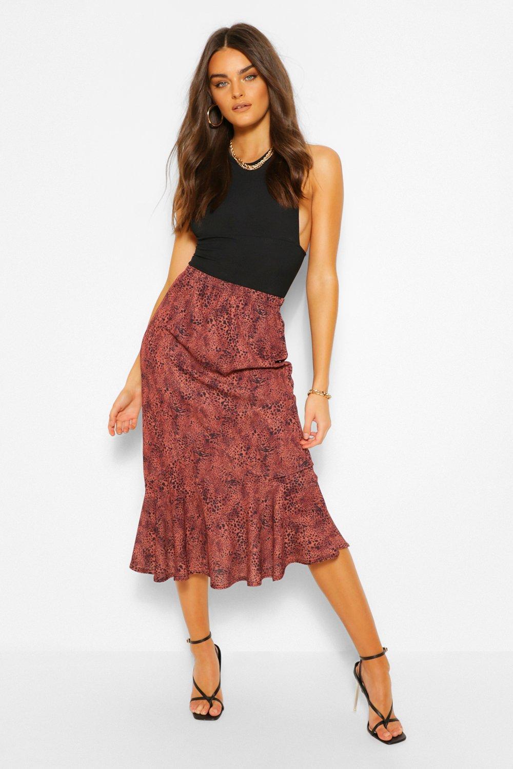 animal print hem skirt