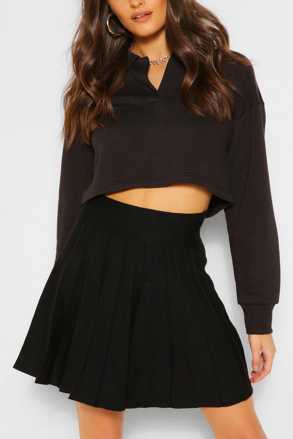 Pleated Knit Tennis Skirt boohoo NO