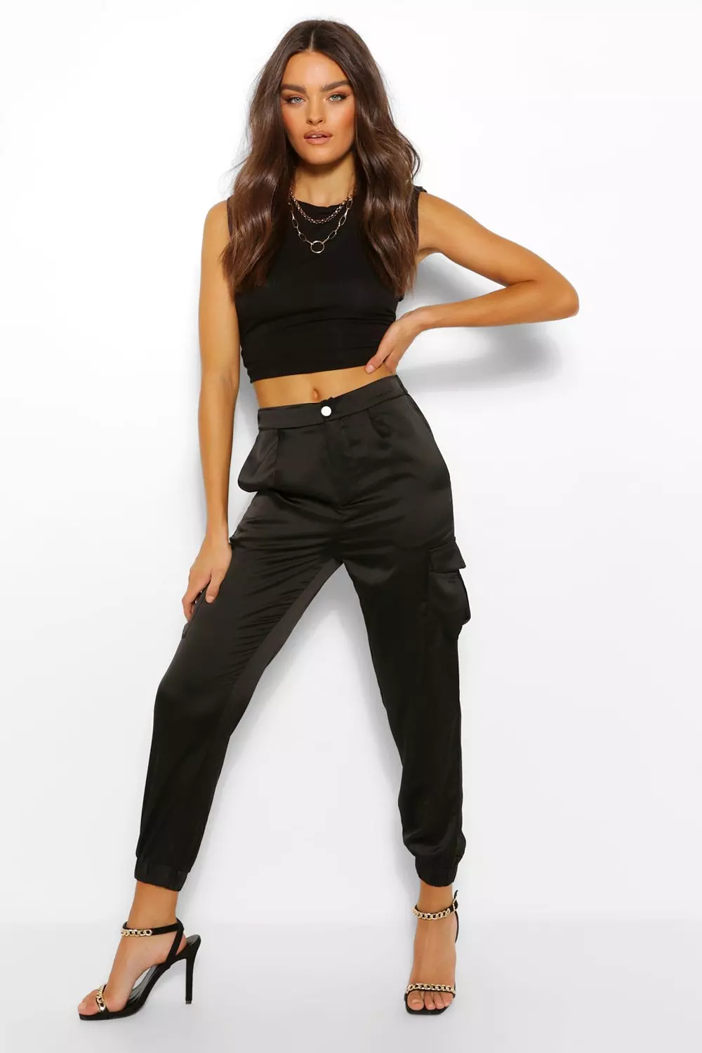 Boohoo best sale satin joggers