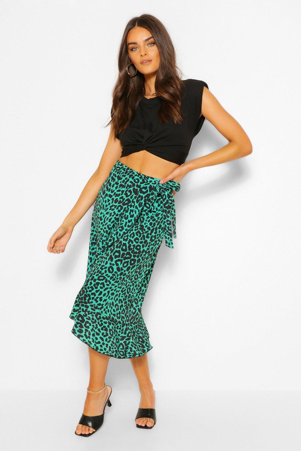 boohoo leopard print midi skirt