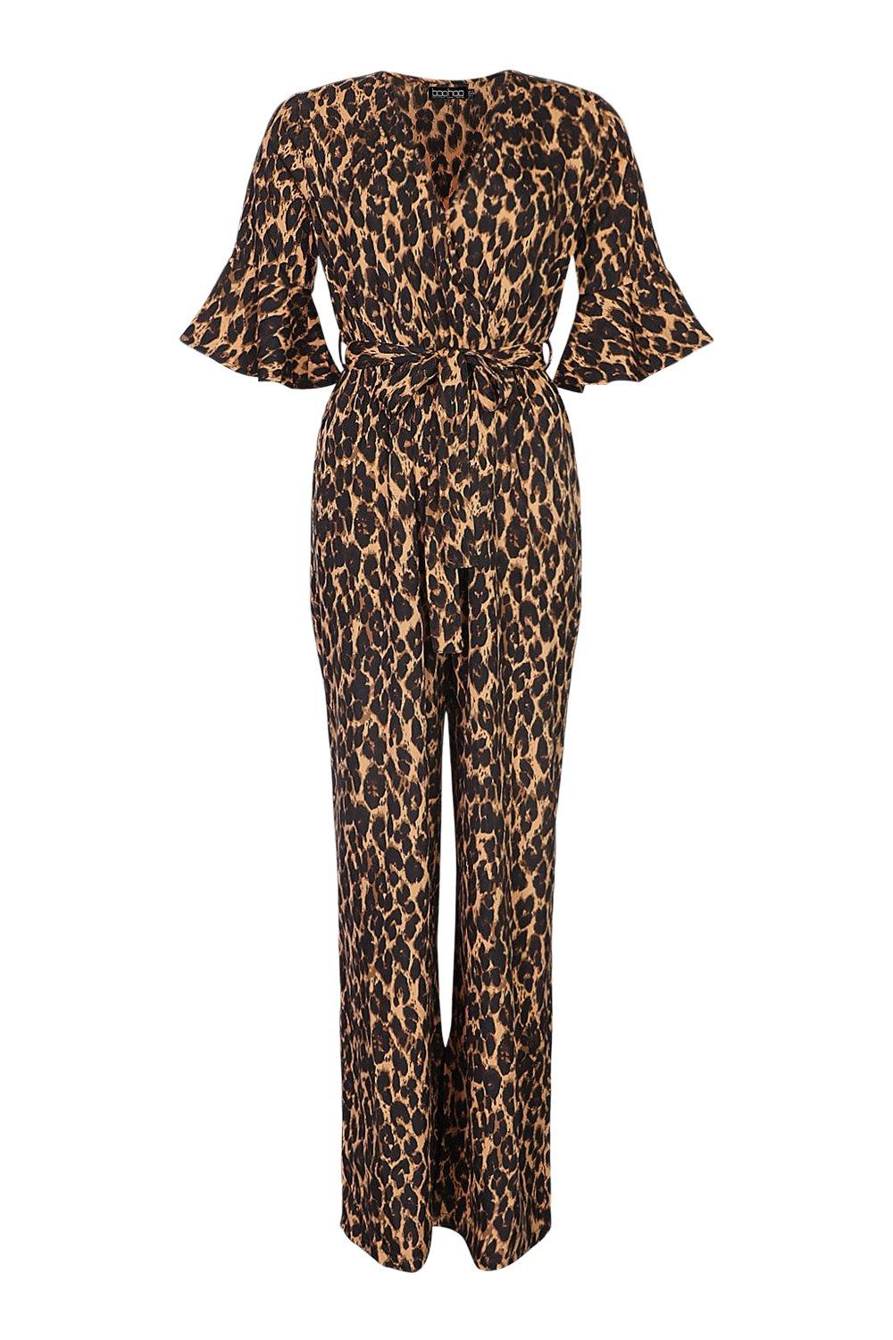 Leopard print jumpsuit boohoo deals