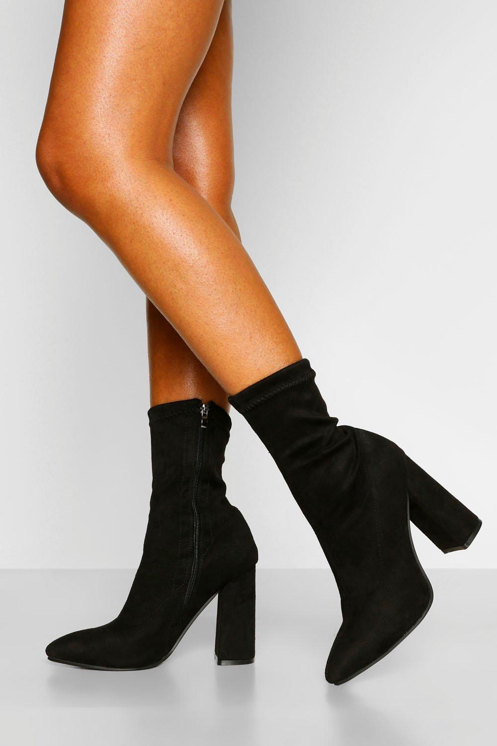 black sock boots pointed toe