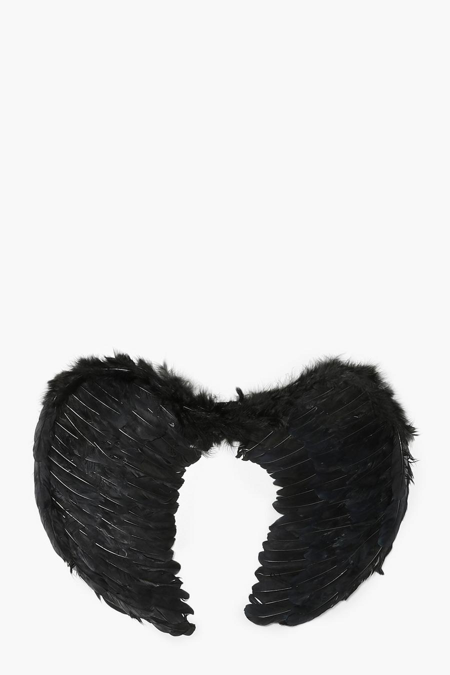 Black Halloween Oversized Feather Wings image number 1