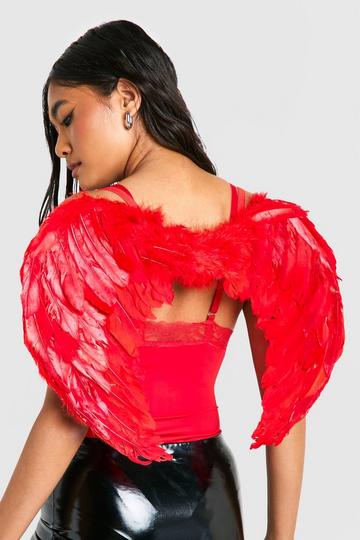 Halloween Oversized Feather Wings red