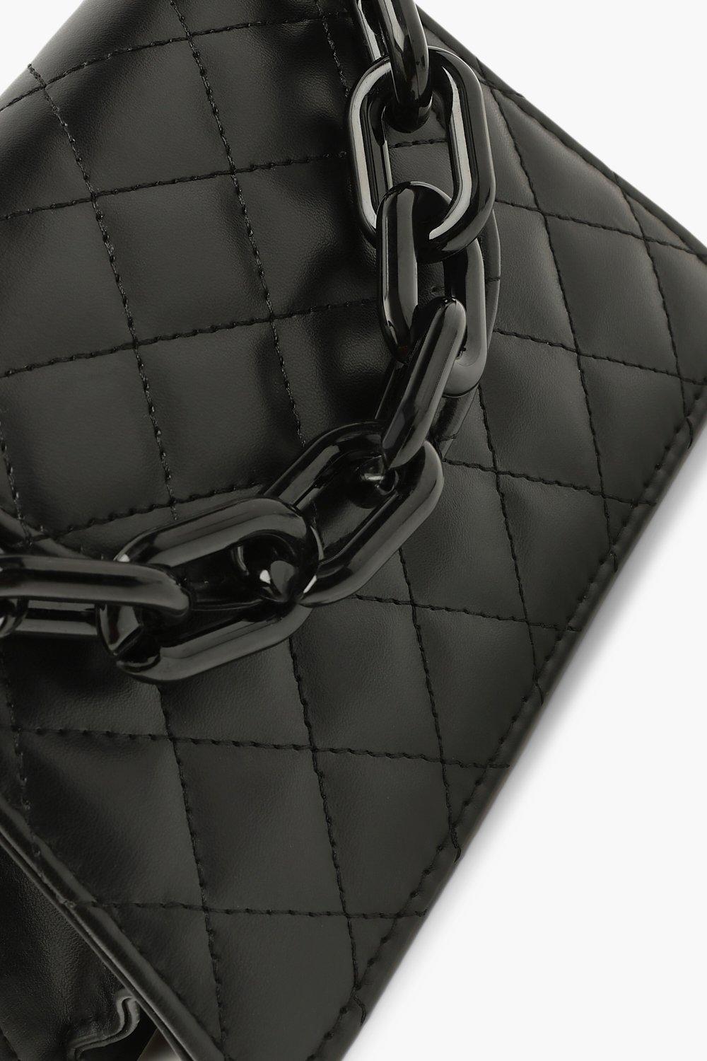 Quilted Matte Chain Detail Cross Body Bag boohoo