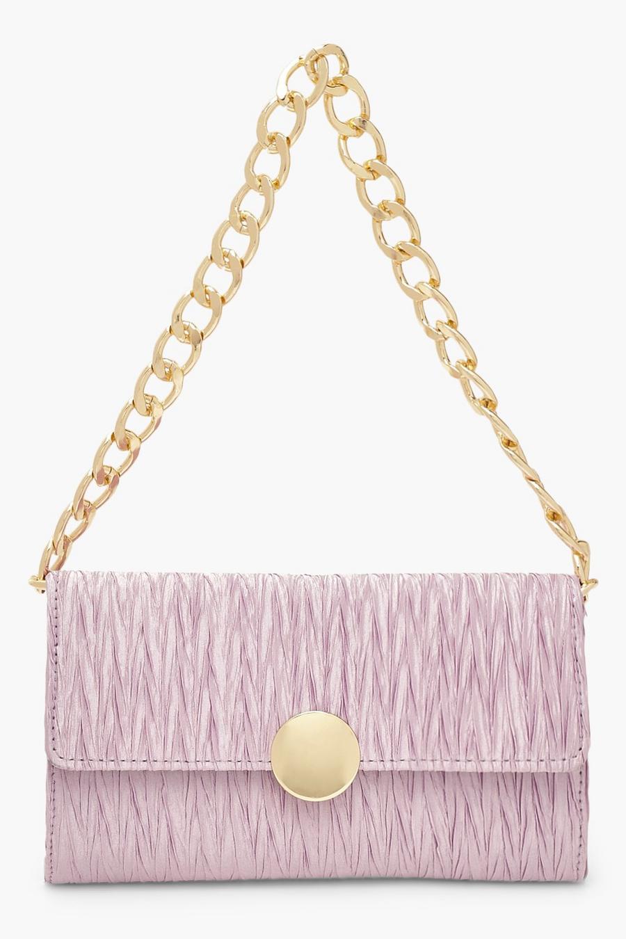 Lilac Pleat Structured Chunky Chain Underarm Bag image number 1
