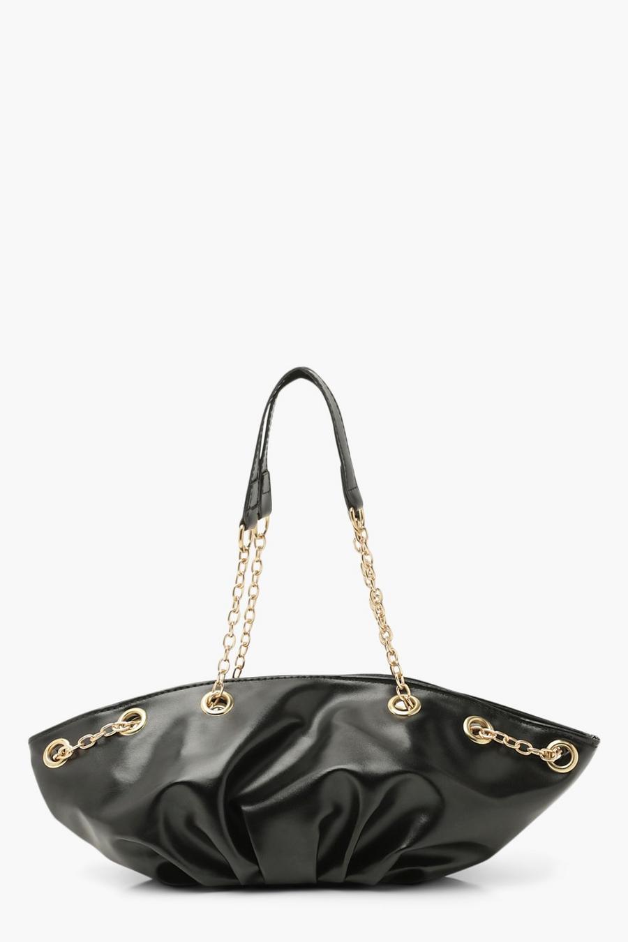 Black Chain Handle Slouchy Day Bag image number 1