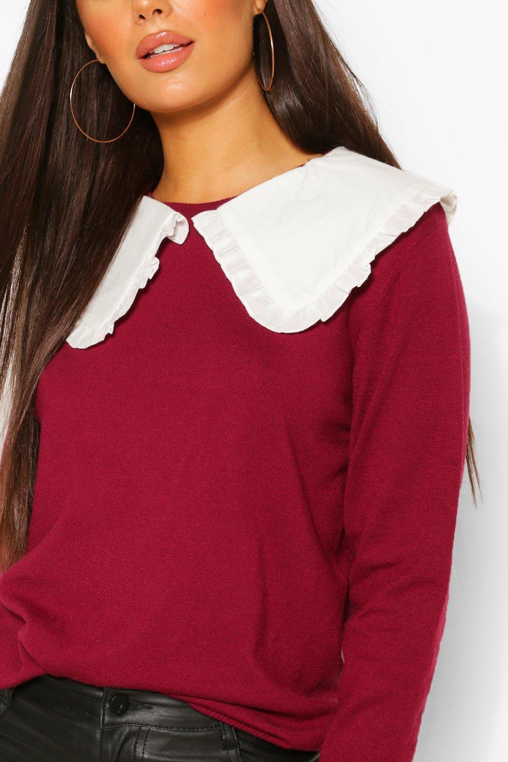 Red jumper with hot sale white collar