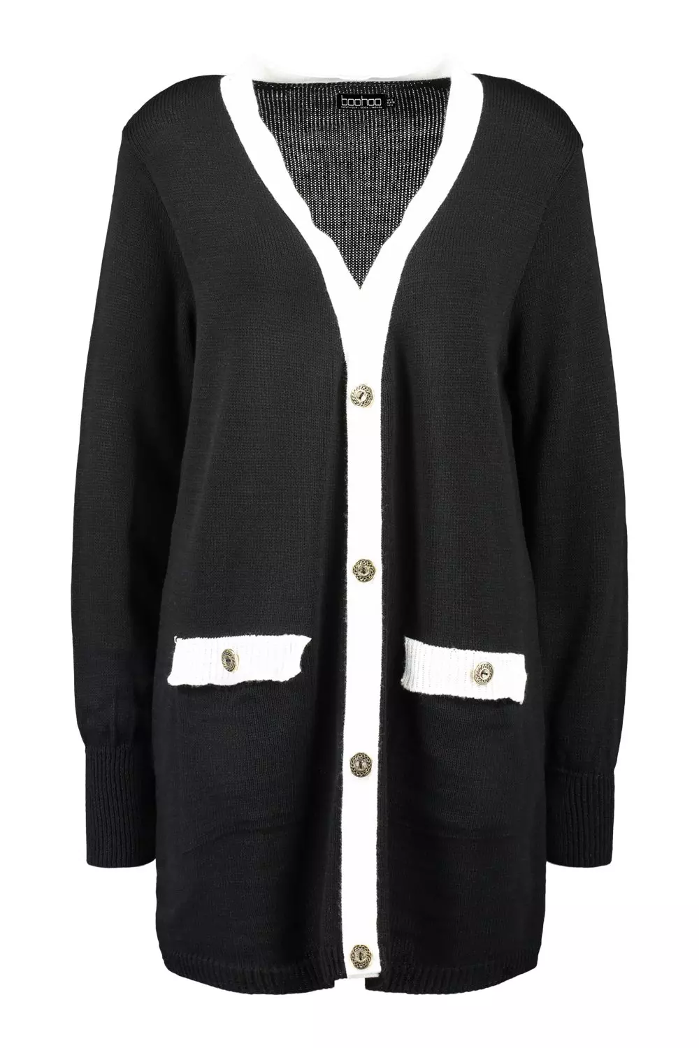 Black Gold Button Midi Cardigan alternative image
