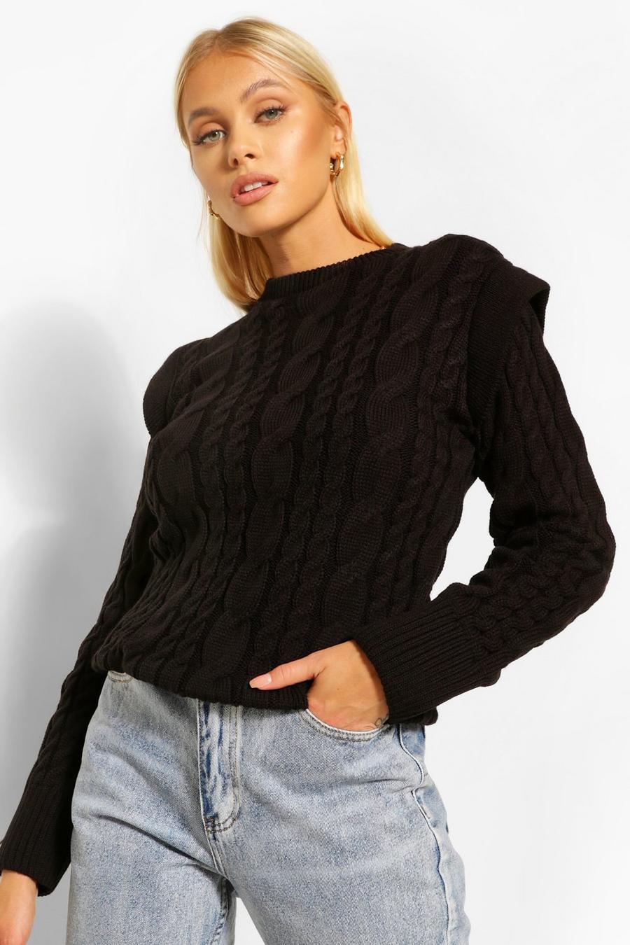 Shoulder Detail Cable Knit Sweater image number 1