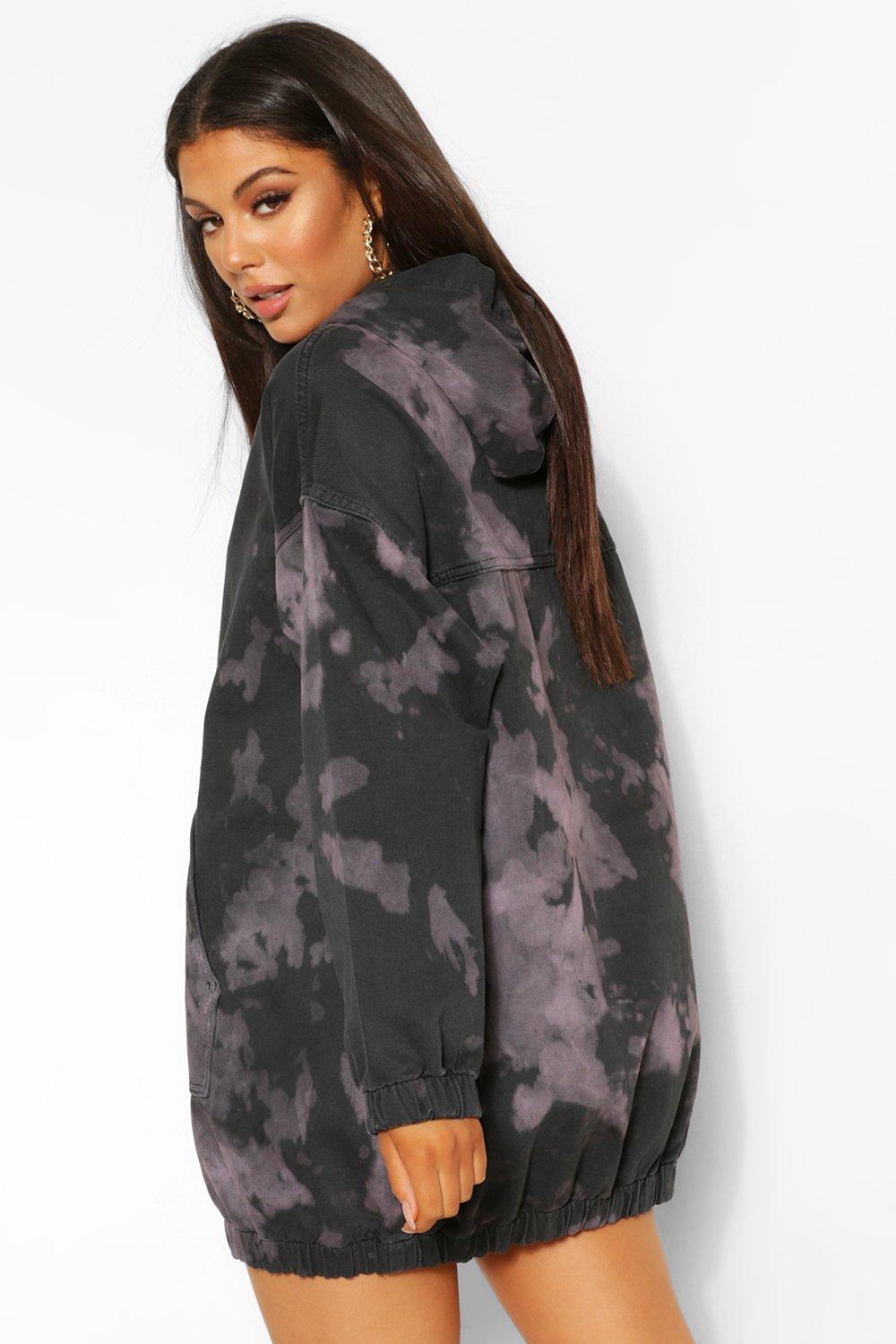 Tie Dye Denim Hooded Dress