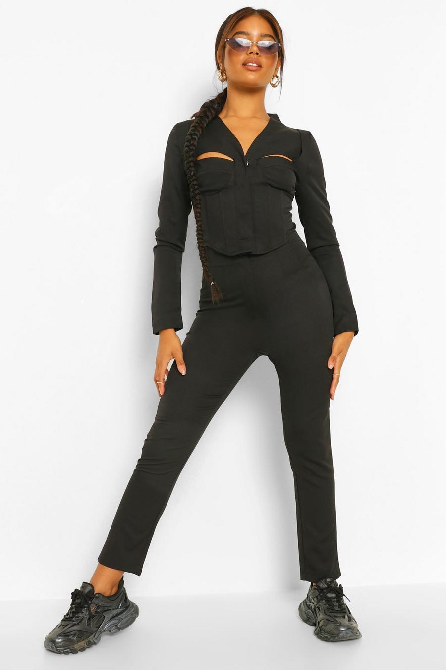Pantalones con detalle plisado entallados, Negro image number 1