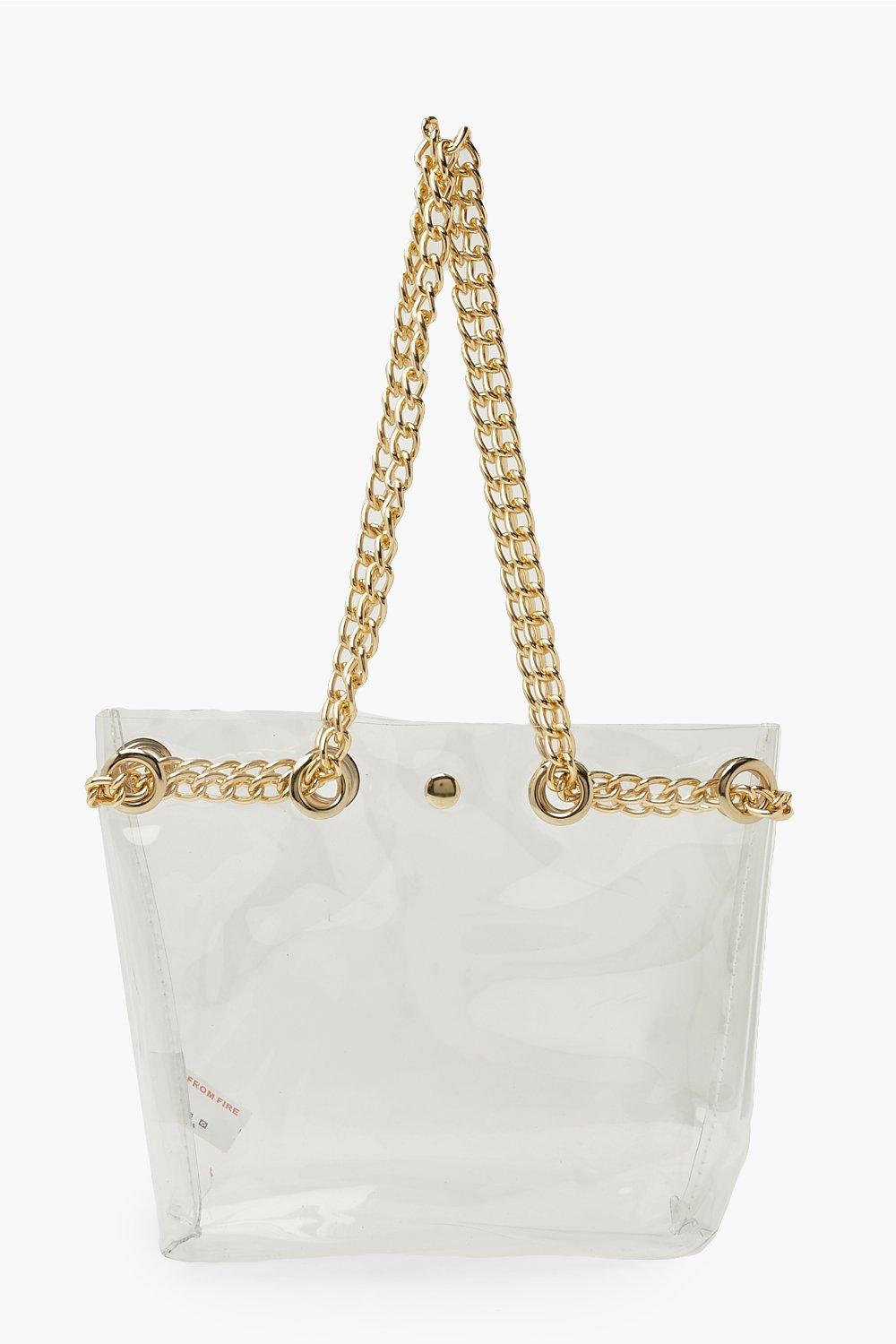 clear bag with chain strap