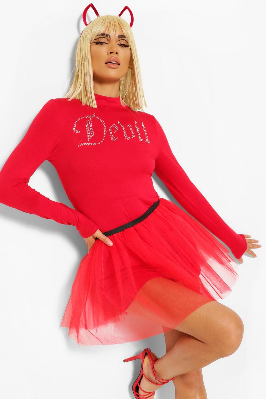 Red Halloween Devil Tutu Mini Skirt image number 1