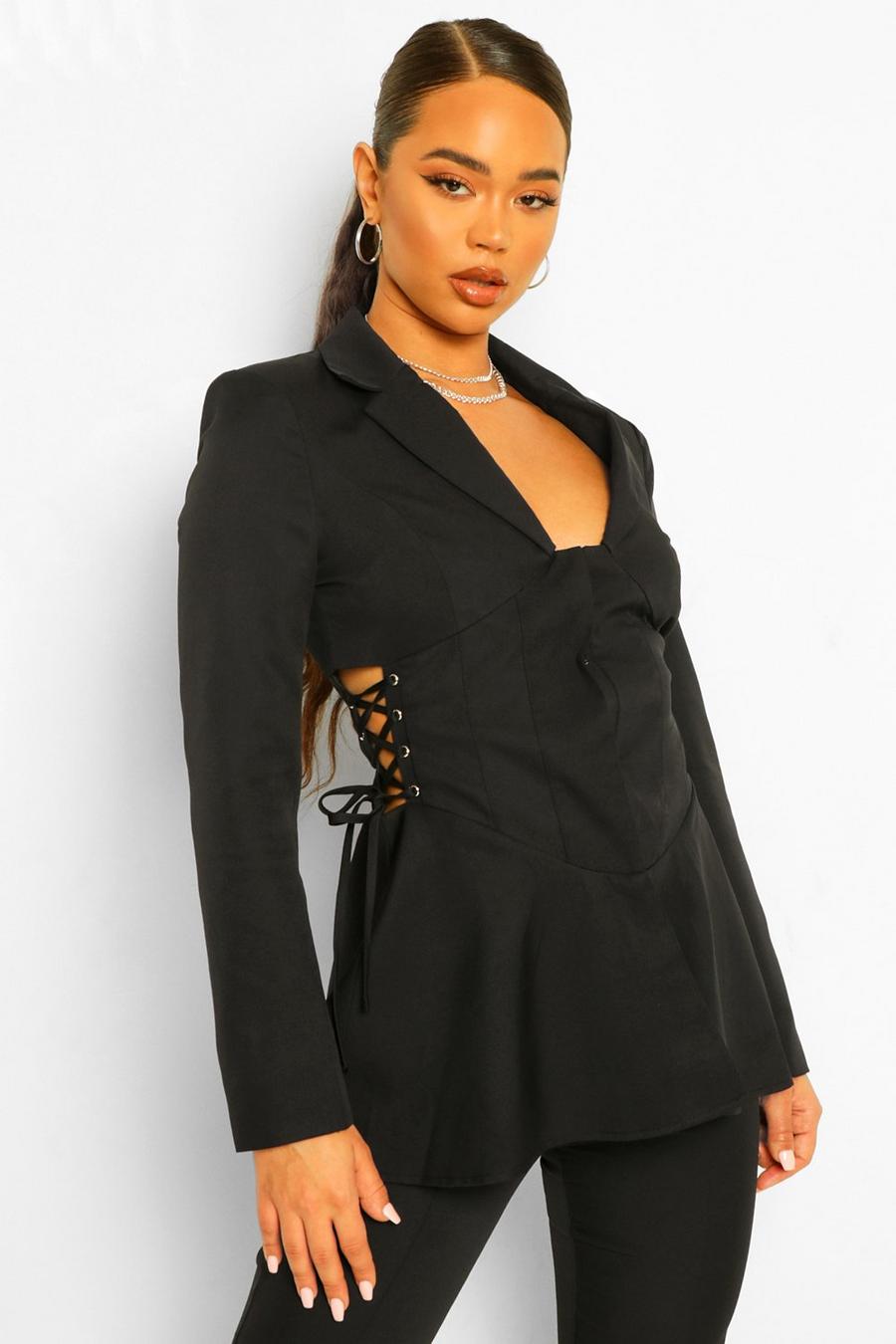 black fitted corset jacket