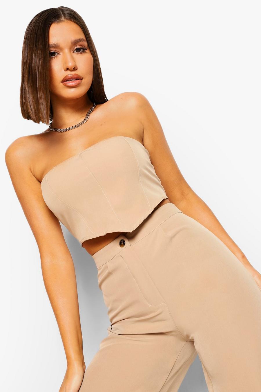 Stone Tailored Bandeau Crop Top image number 1