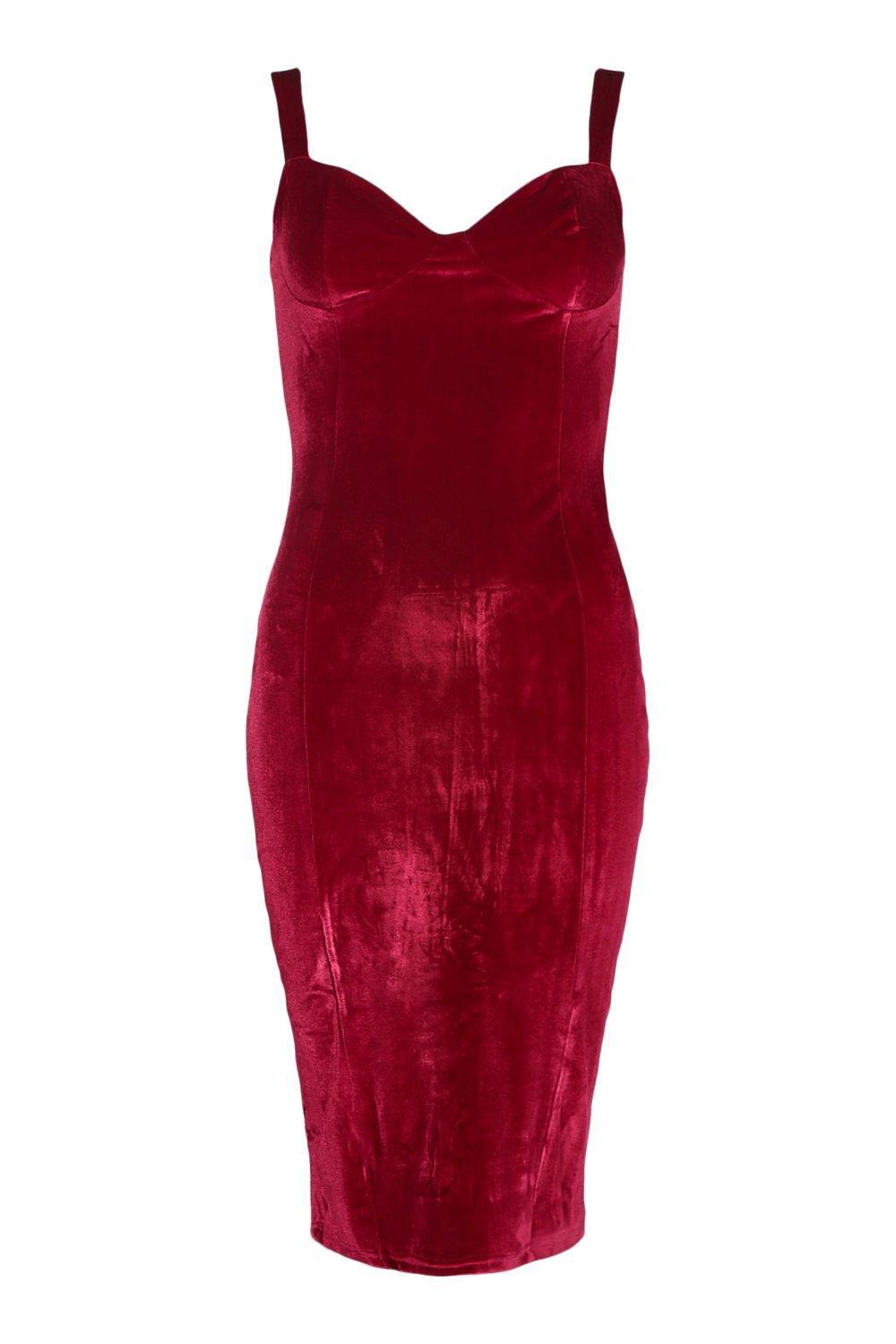 boohoo burgundy velvet dress