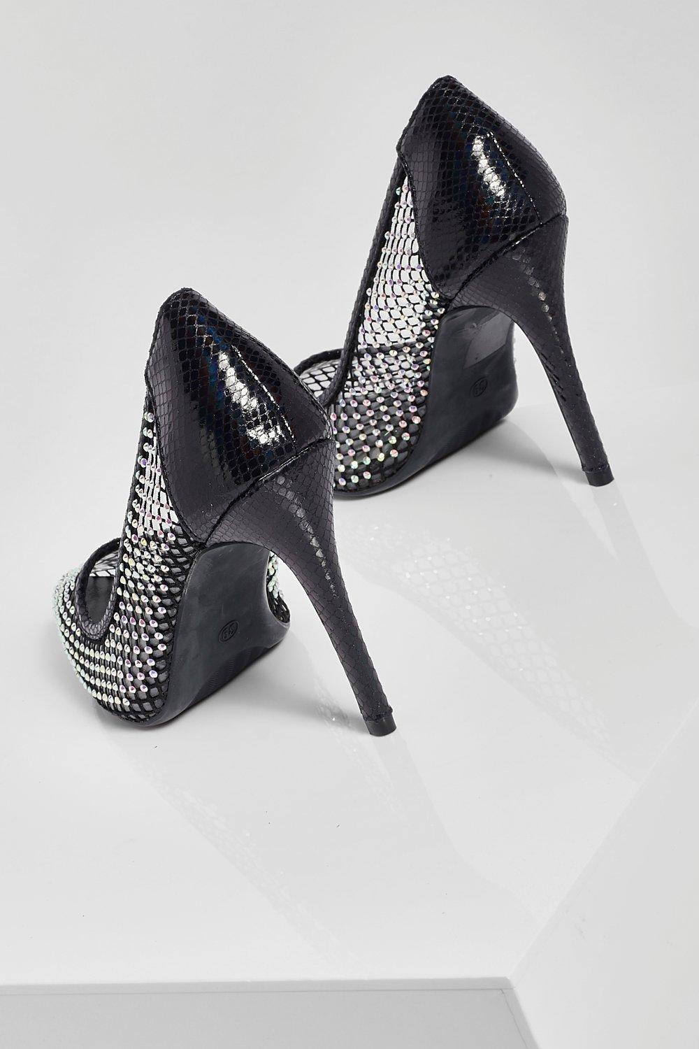 black diamante court shoes