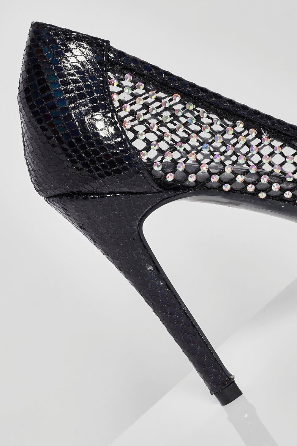 black diamante court shoes