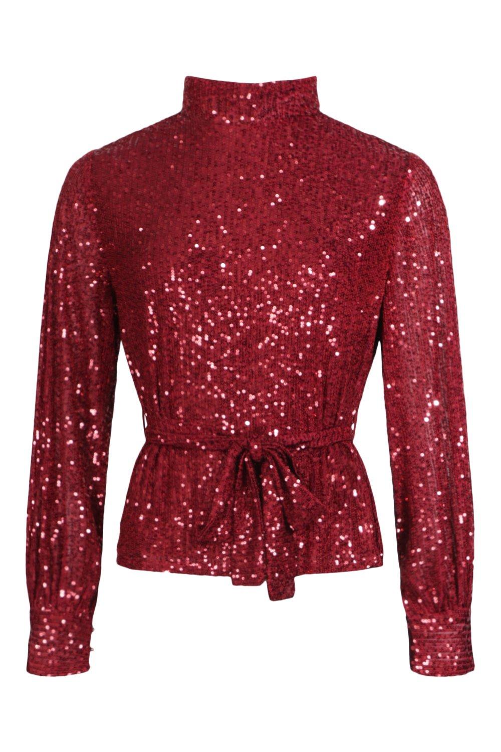 Womens red sale sparkly tops