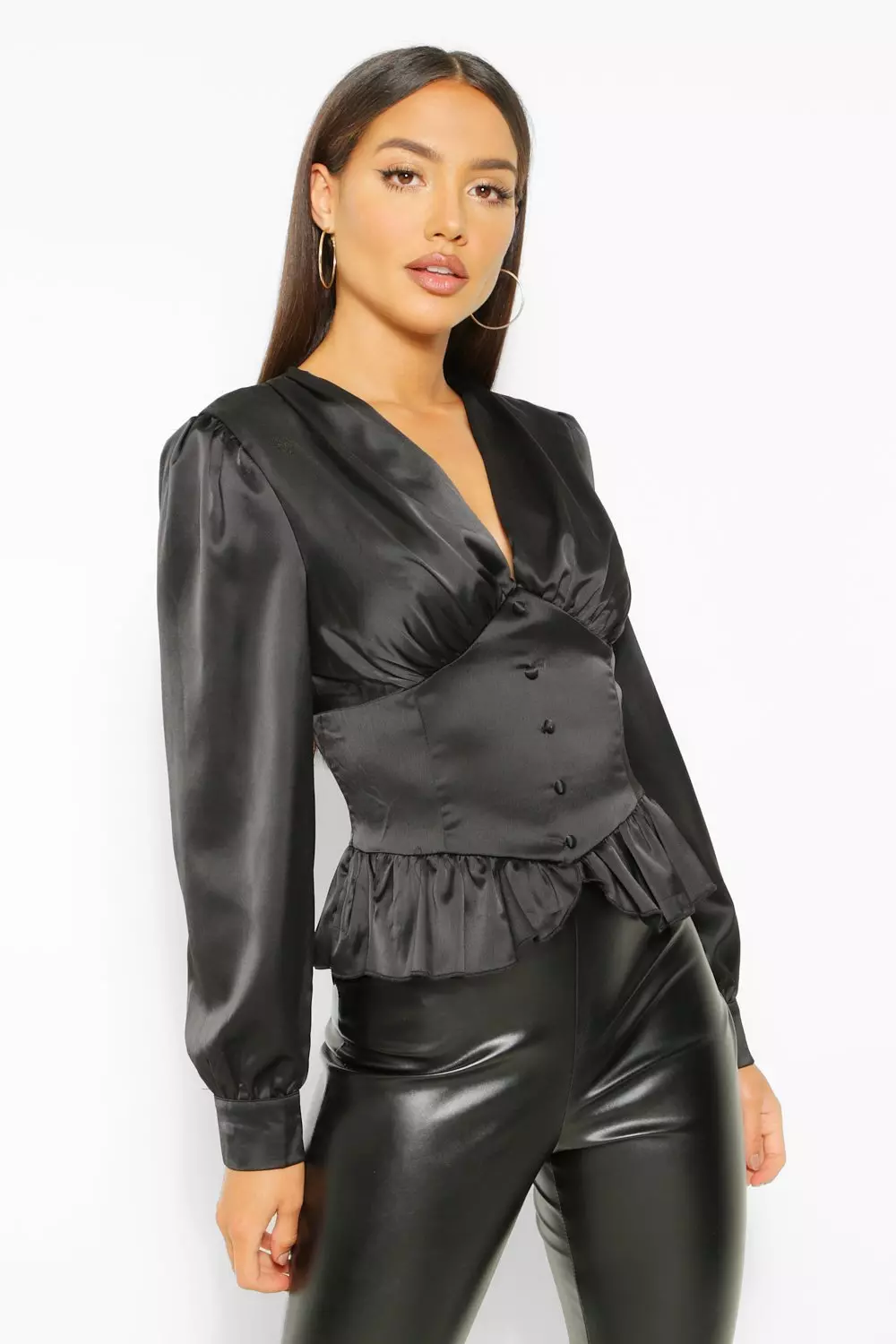 Satin cheap peplum top