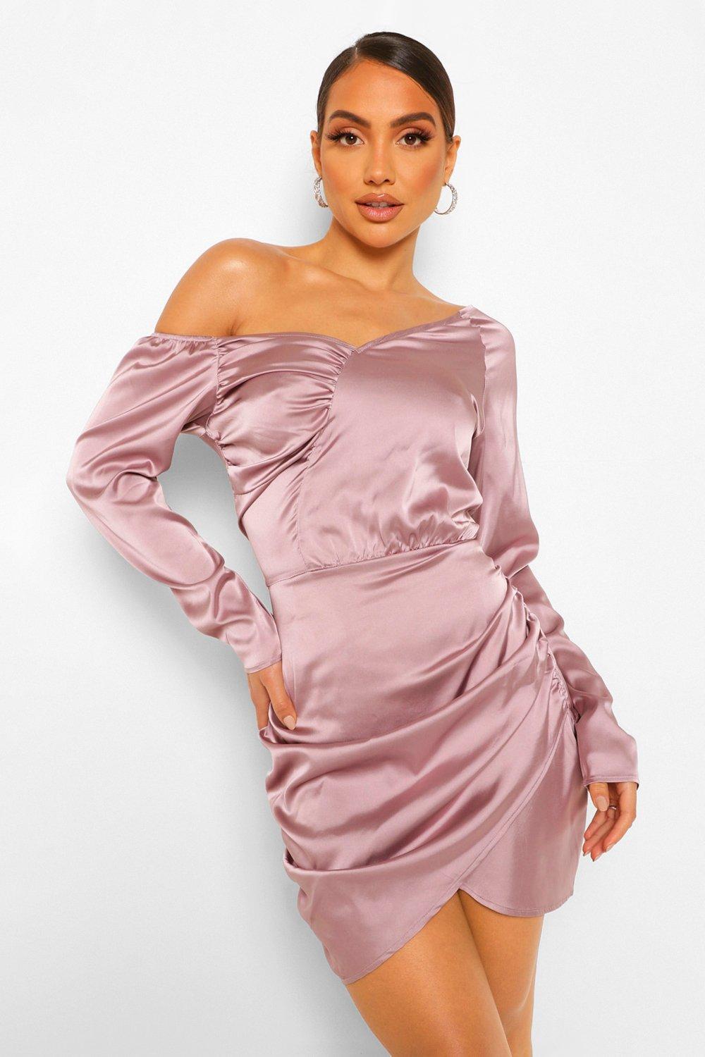 one shoulder ruched dress