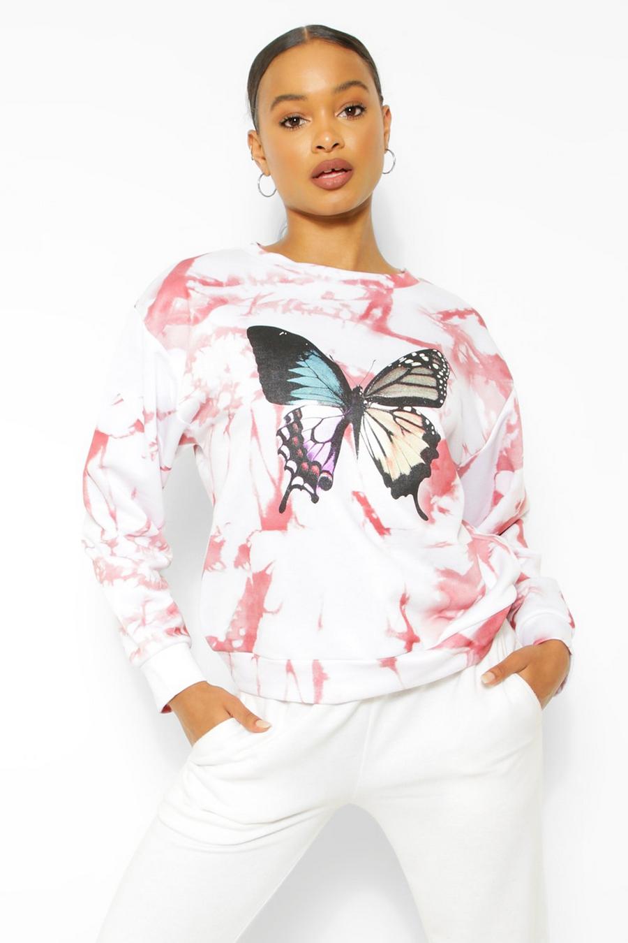 Rose Sweatshirt med batikmönster och fjäril image number 1