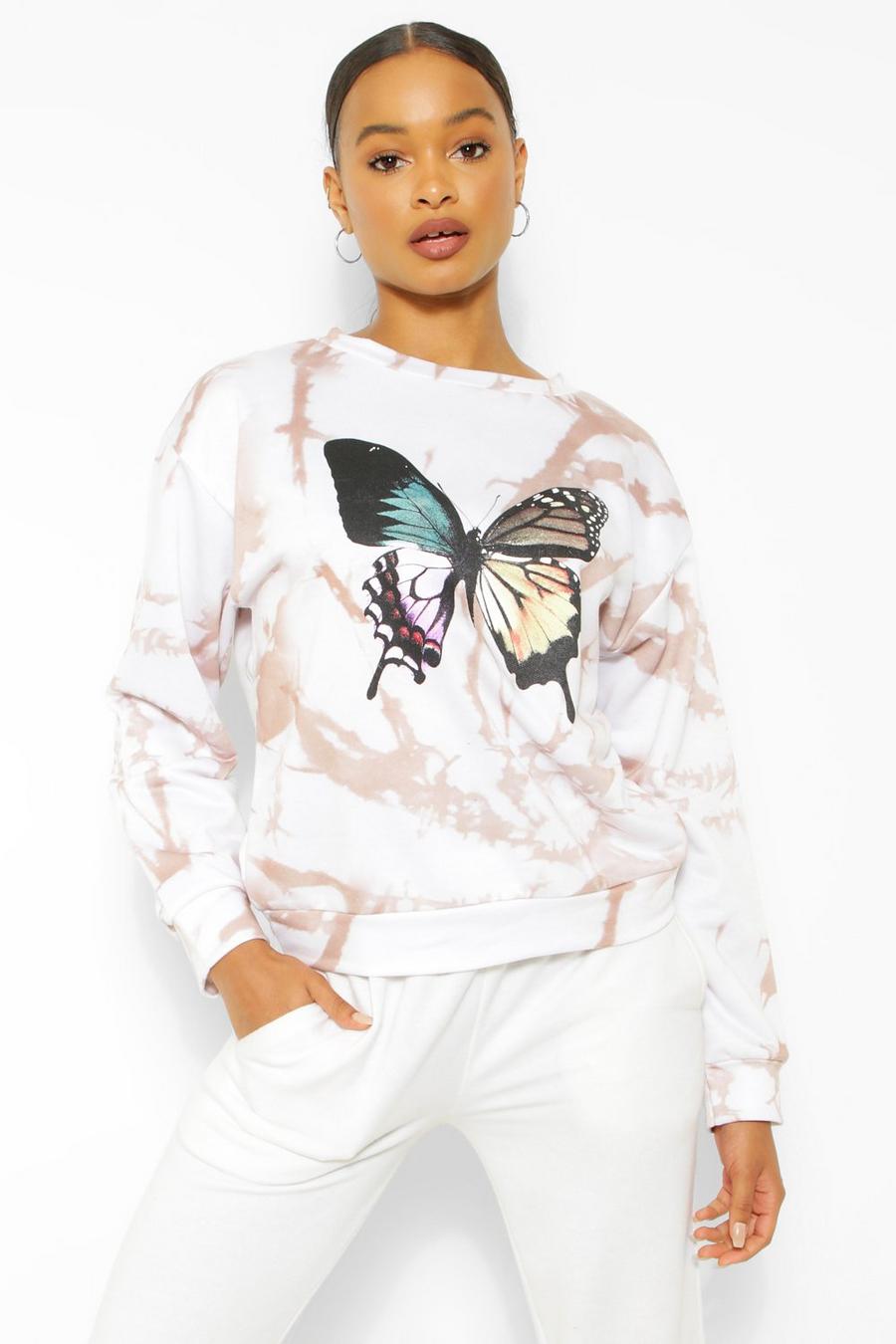 Stone Sweatshirt med batikmönster och fjäril image number 1