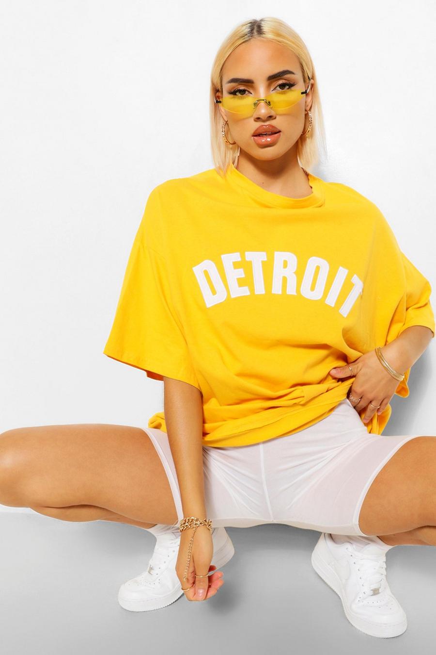 "Detroit" Oversize t-shirt med applikation image number 1