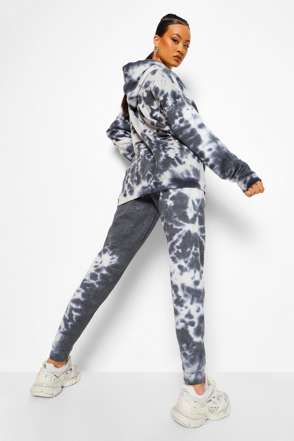 Black Tie Dye Oversized Hoodie And Joggers Set