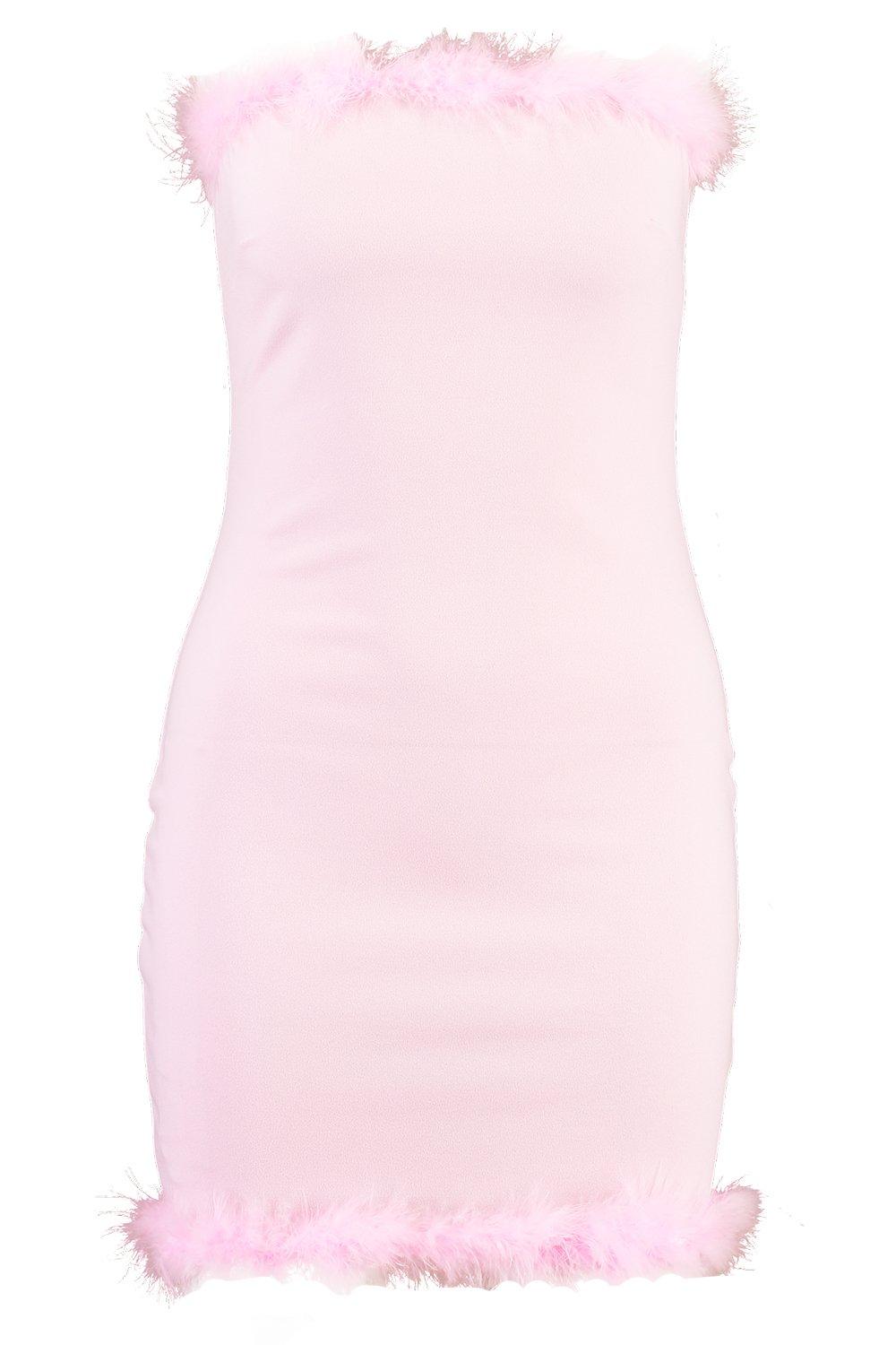 Pink dress 2025 with fluffy trim