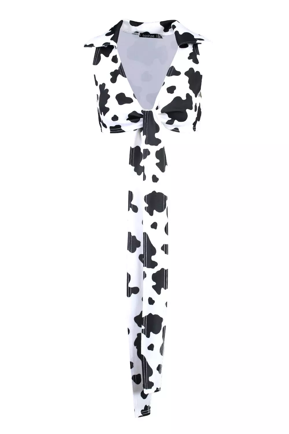 White Cow Print Wrap Front Top alternative image