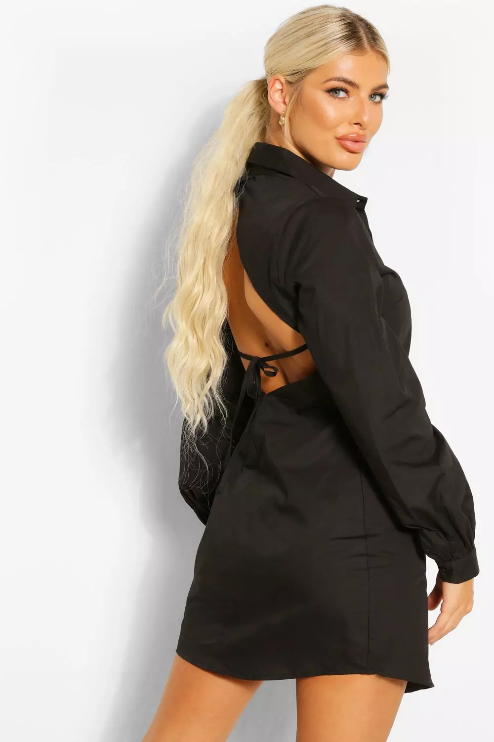 Open back shirt dress hot sale
