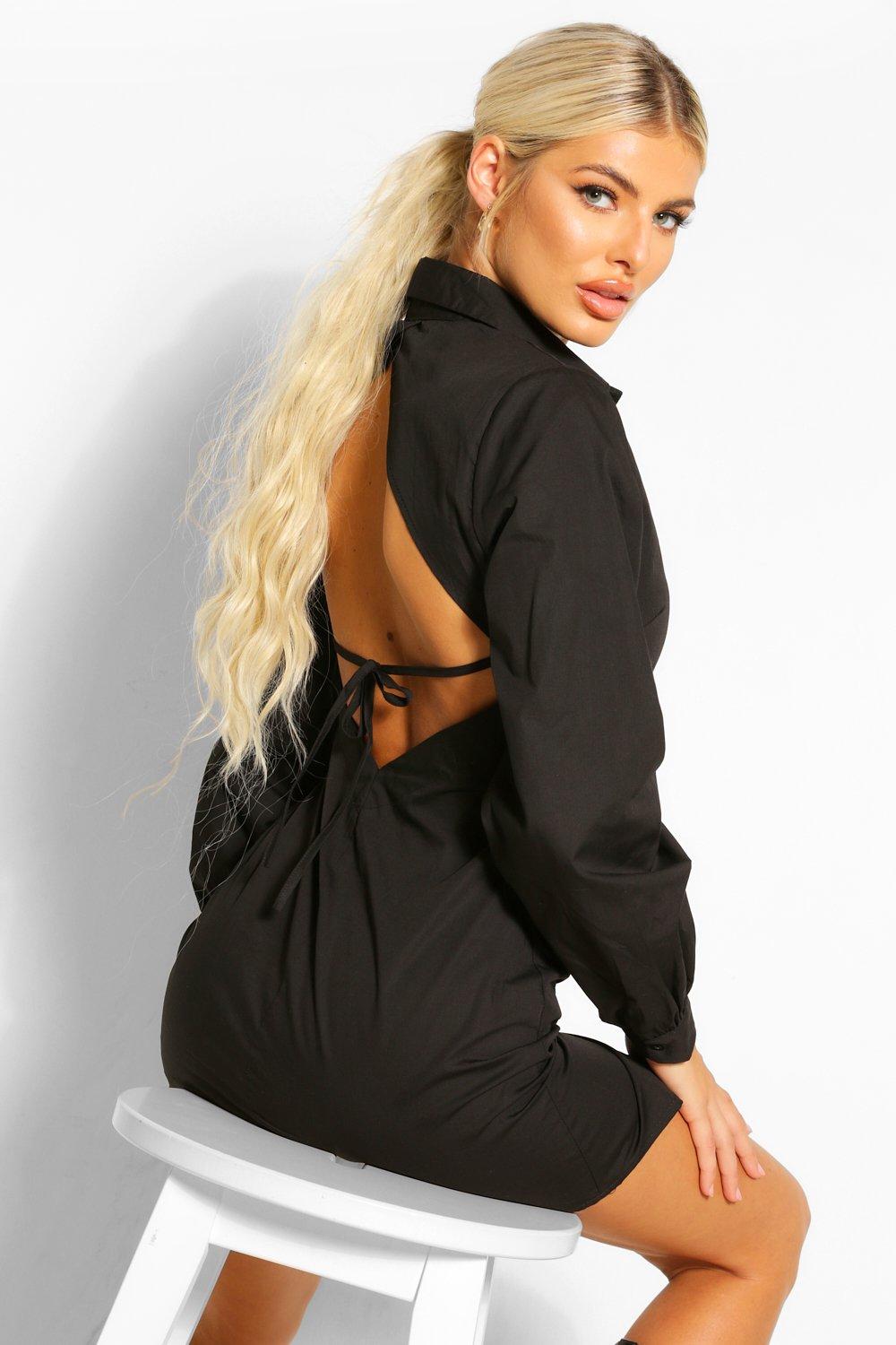 Open back hot sale shirt dress