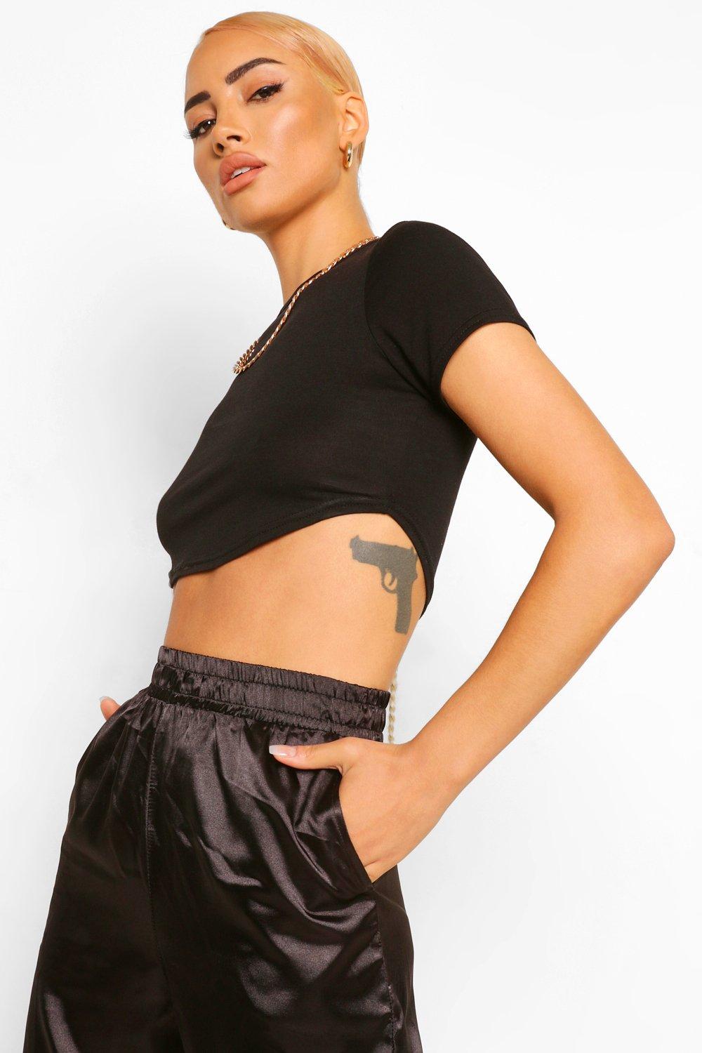 Black Satin Elasticated Hem Joggers