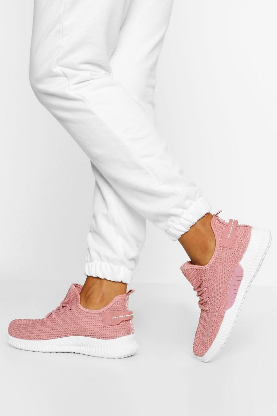 Pink Knitted Sports Trainers image number 1
