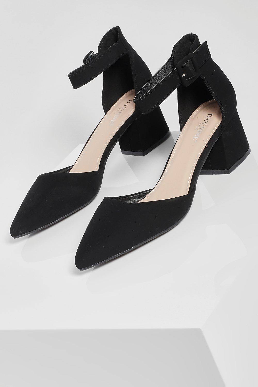 Pointed Toe Block Heel Ballet Pumps