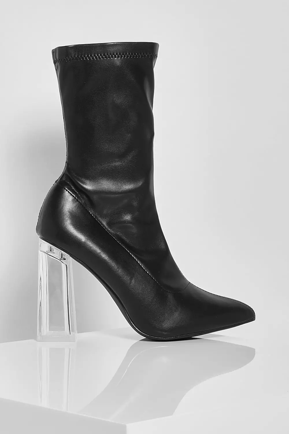 Boots with best sale clear block heel