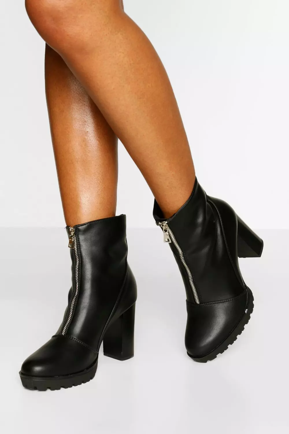 Chunky heel 2024 biker boots