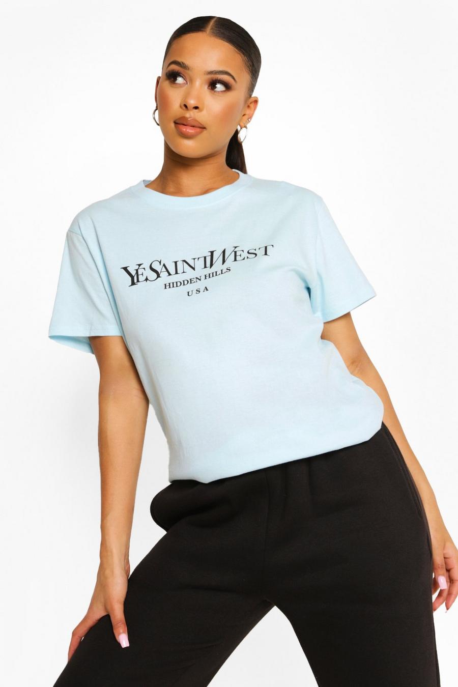 T-shirt oversize "Ye Saint West", Blue image number 1