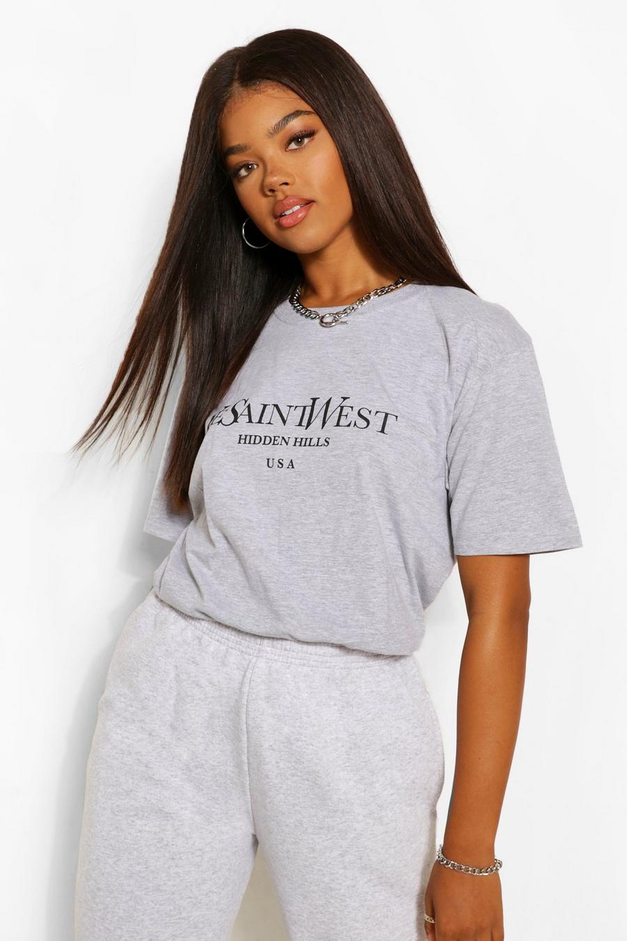 Grey grå "Ye Saint West" Oversize t-shirt image number 1