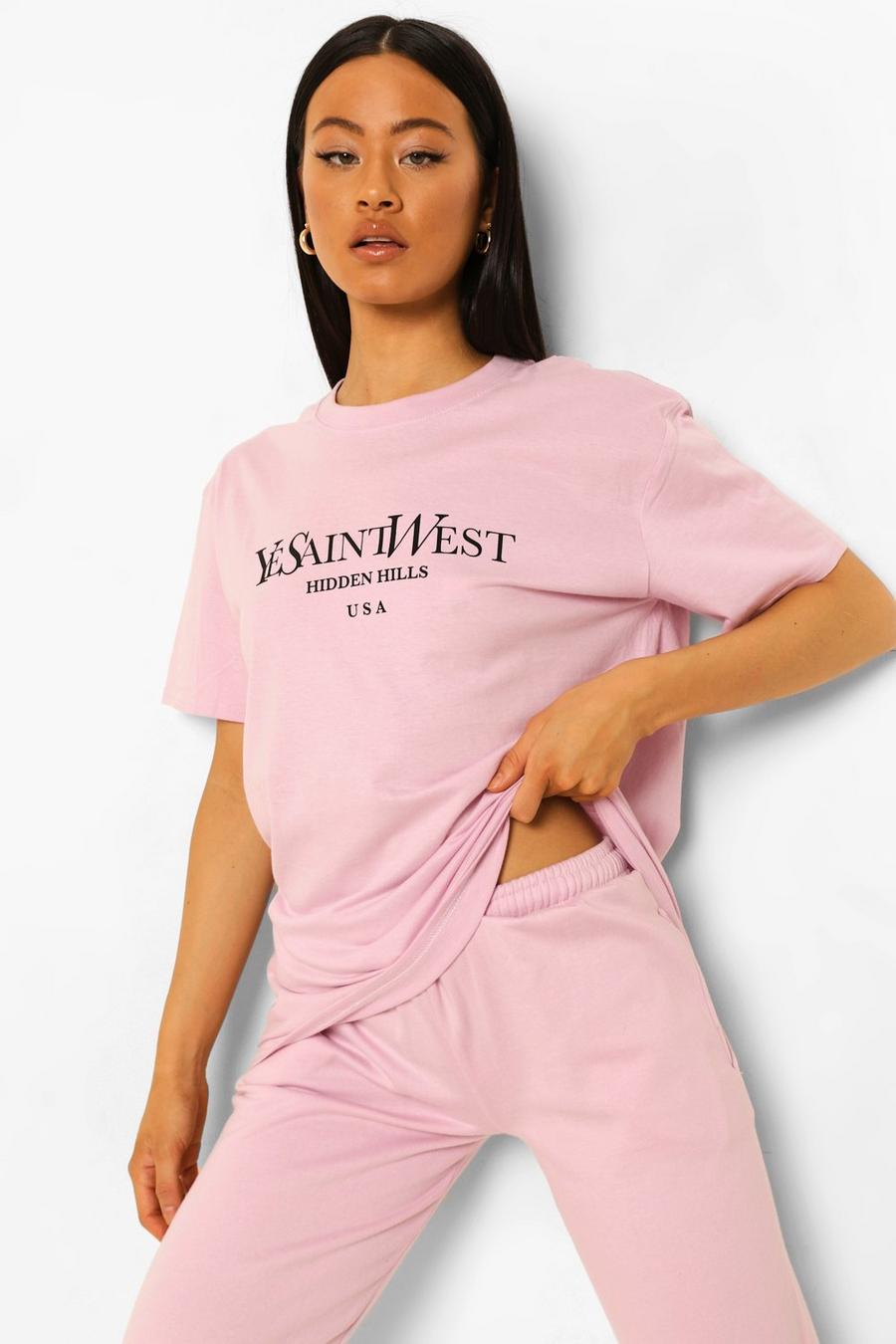 Lilac "Ye Saint West" Oversize t-shirt image number 1