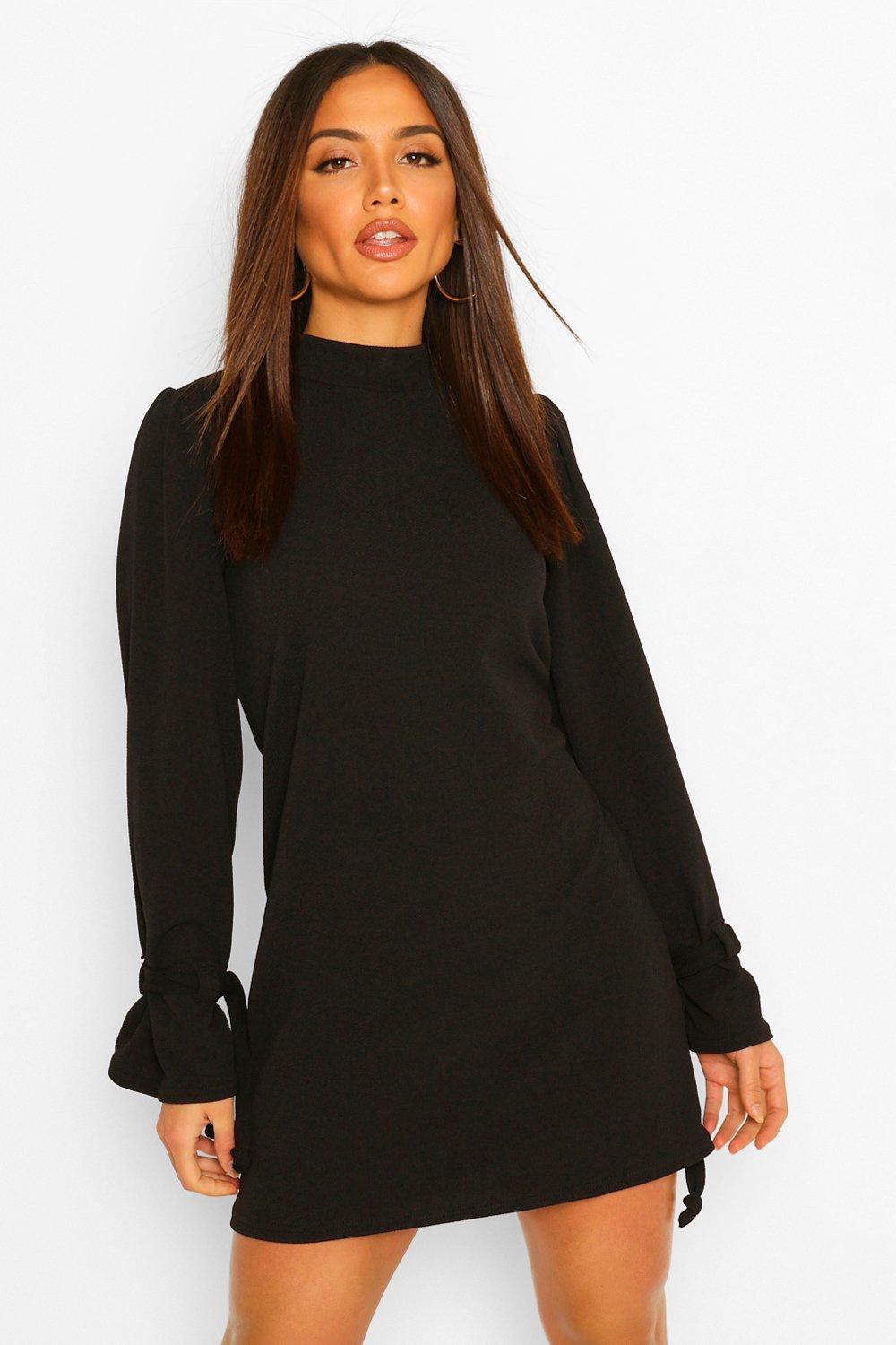 black long sleeve shift dress uk