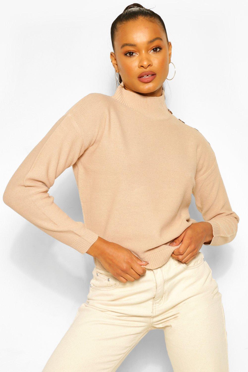 Button on sale shoulder sweater