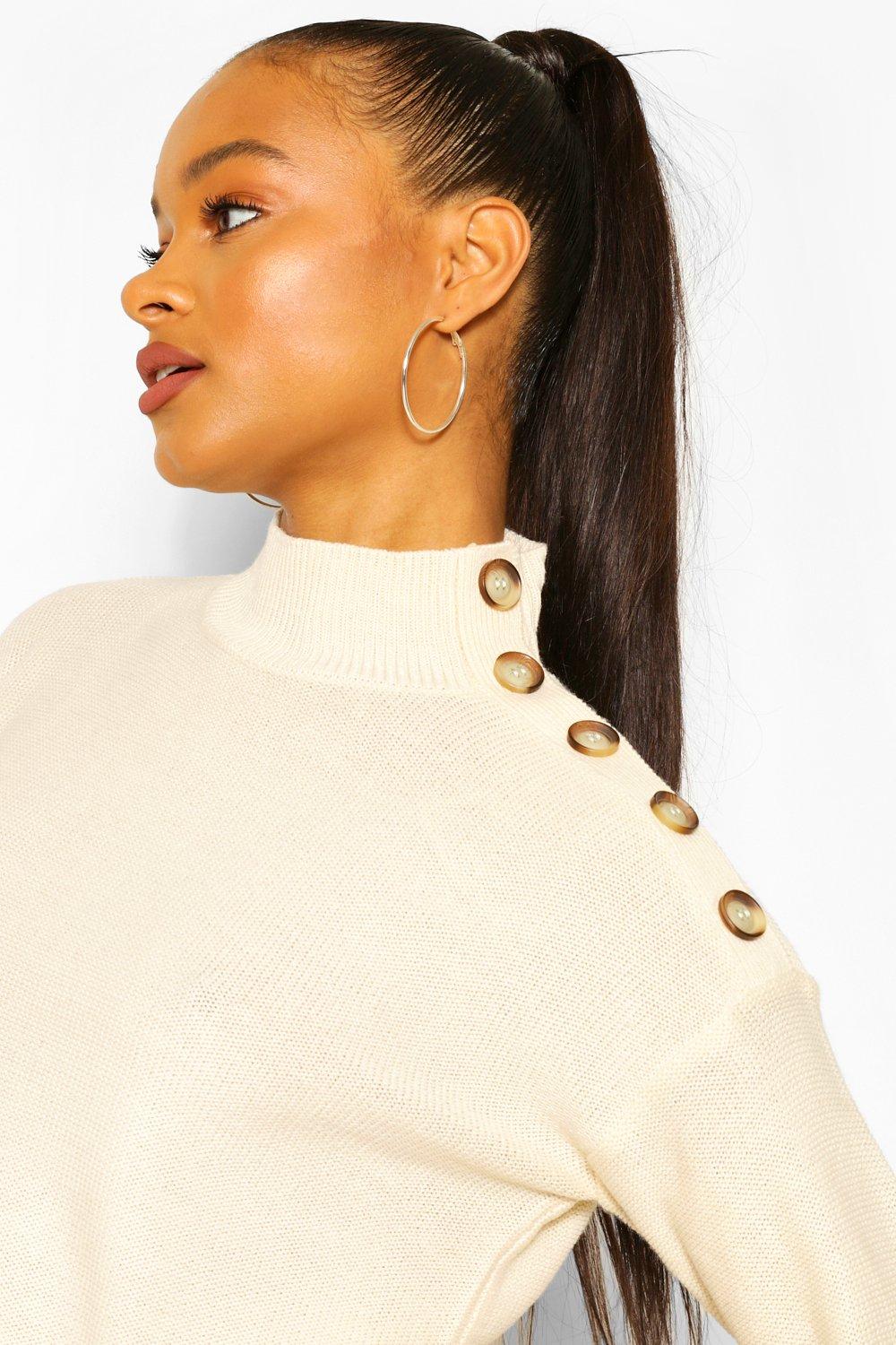 Button Shoulder Detail Sweater